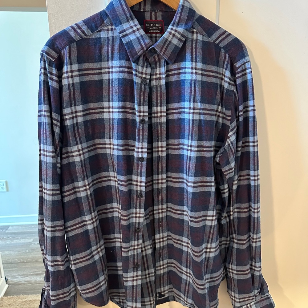 Untuckit Men's Blue Plaid Shirt